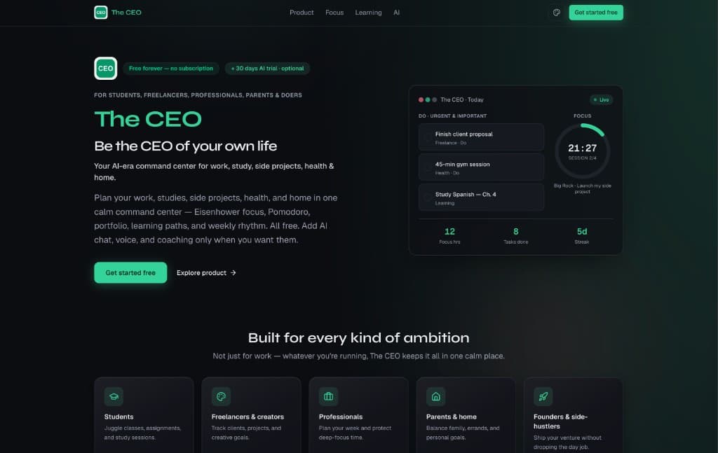 The CEO landing page